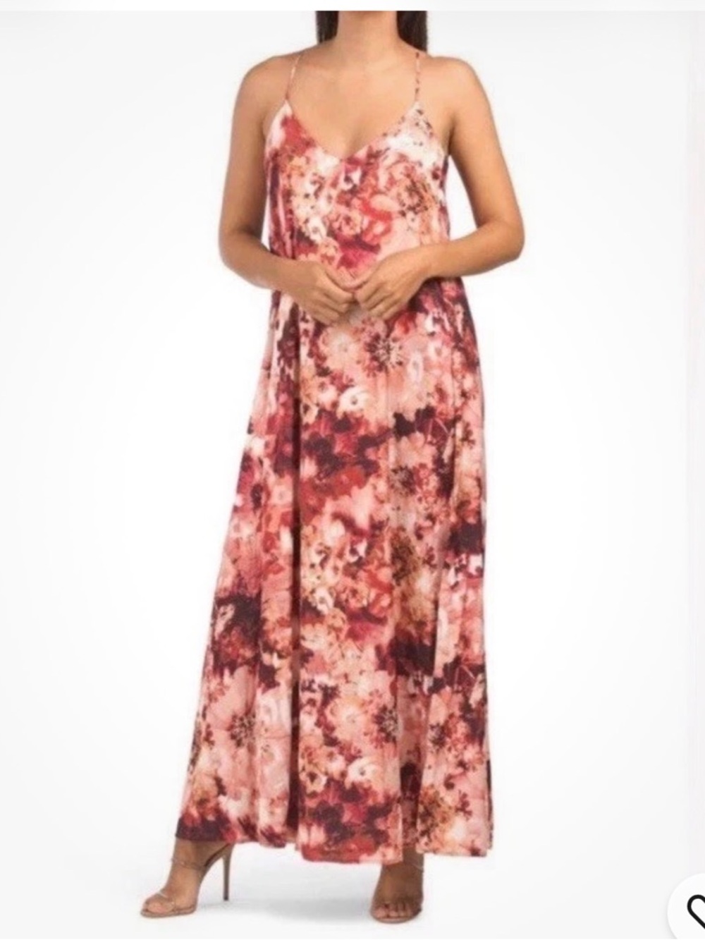 Floral Pink Spaghetti-Strap Maxi Dress